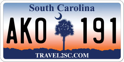 SC license plate AKO191