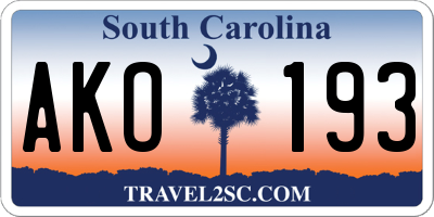 SC license plate AKO193