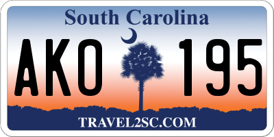 SC license plate AKO195