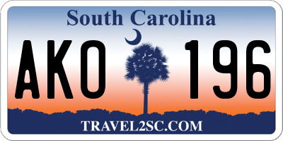 SC license plate AKO196