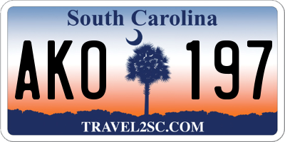 SC license plate AKO197