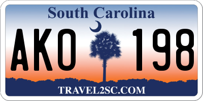 SC license plate AKO198