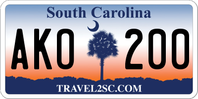 SC license plate AKO200
