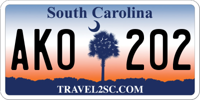SC license plate AKO202