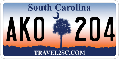 SC license plate AKO204