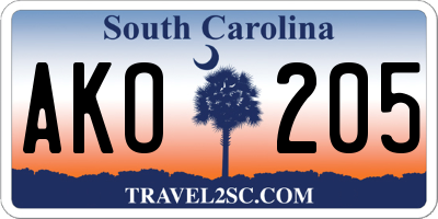 SC license plate AKO205