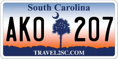 SC license plate AKO207