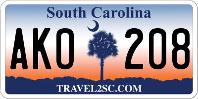 SC license plate AKO208