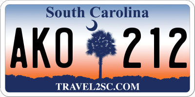 SC license plate AKO212