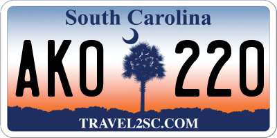 SC license plate AKO220