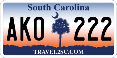 SC license plate AKO222