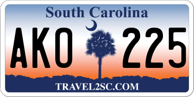 SC license plate AKO225