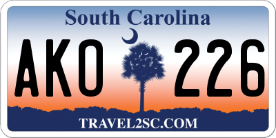 SC license plate AKO226