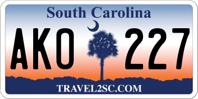 SC license plate AKO227