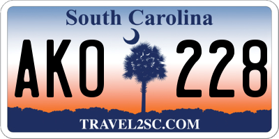 SC license plate AKO228