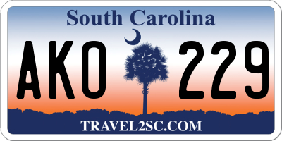 SC license plate AKO229