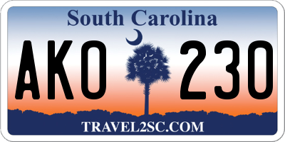 SC license plate AKO230