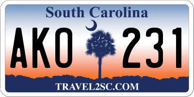 SC license plate AKO231