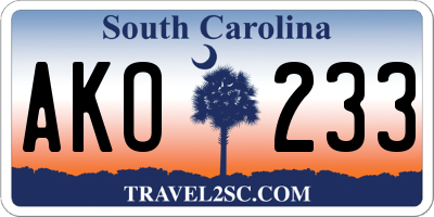 SC license plate AKO233