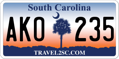 SC license plate AKO235