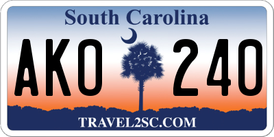 SC license plate AKO240