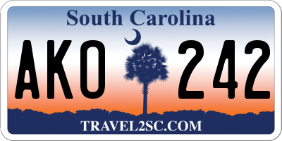 SC license plate AKO242
