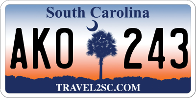 SC license plate AKO243