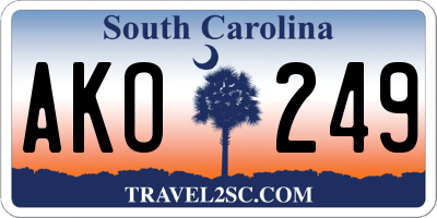 SC license plate AKO249