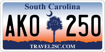 SC license plate AKO250