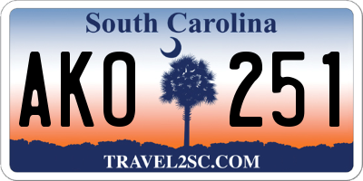 SC license plate AKO251