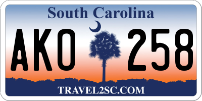 SC license plate AKO258