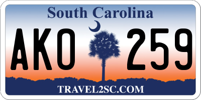 SC license plate AKO259
