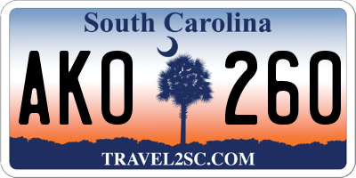 SC license plate AKO260