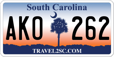 SC license plate AKO262