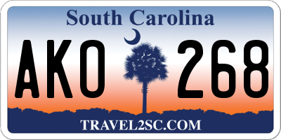 SC license plate AKO268