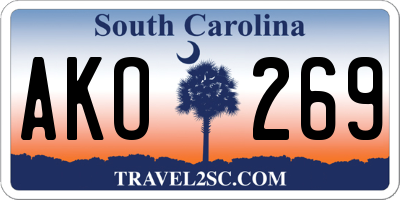 SC license plate AKO269