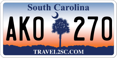 SC license plate AKO270