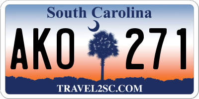 SC license plate AKO271