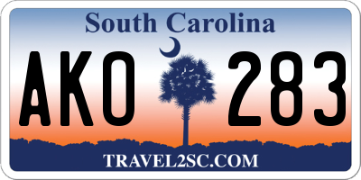 SC license plate AKO283
