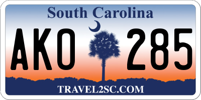 SC license plate AKO285