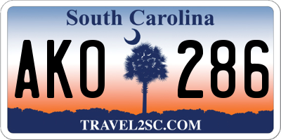 SC license plate AKO286
