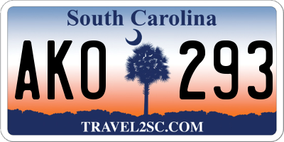 SC license plate AKO293