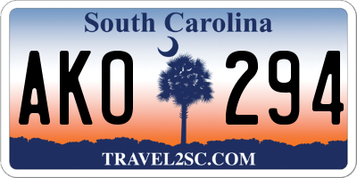 SC license plate AKO294