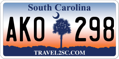 SC license plate AKO298