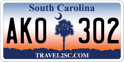 SC license plate AKO302
