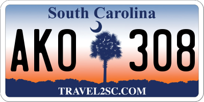 SC license plate AKO308