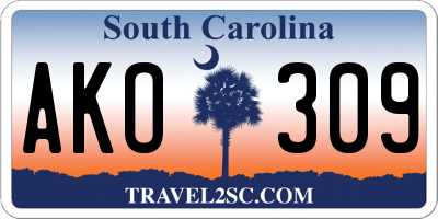 SC license plate AKO309