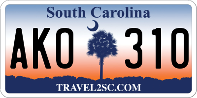 SC license plate AKO310