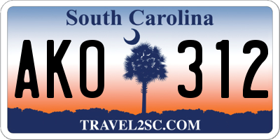 SC license plate AKO312