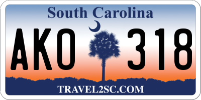 SC license plate AKO318
